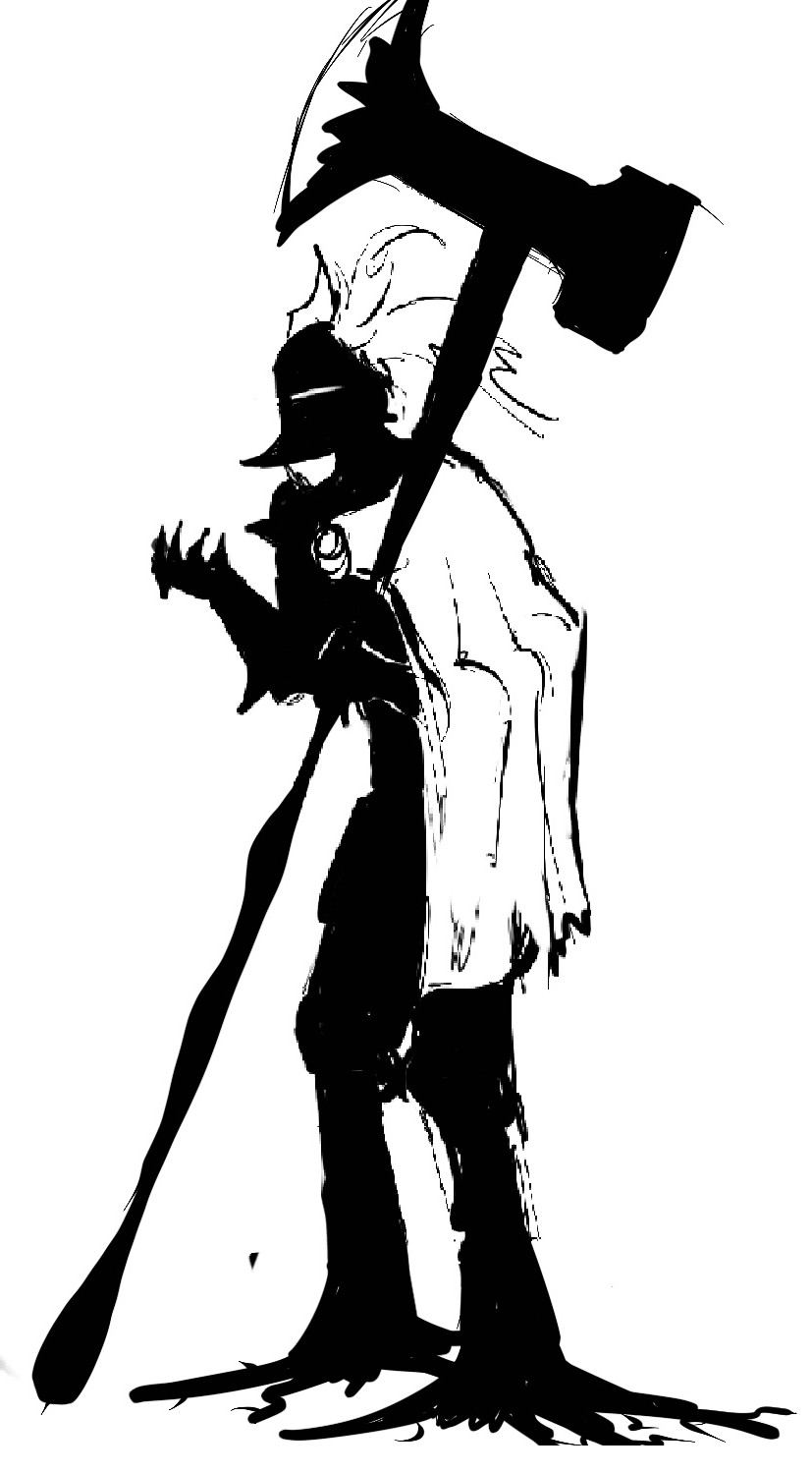 Silhouette with a giant axe